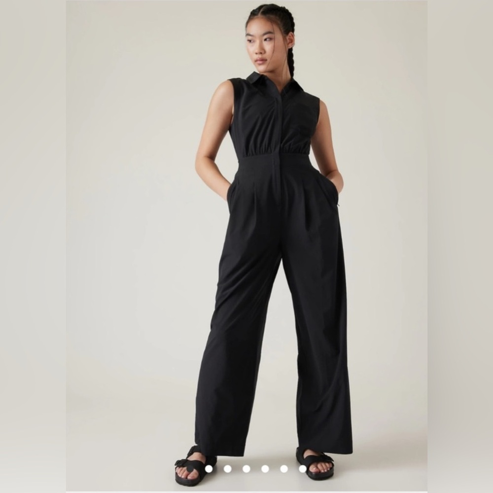 Athleta Brooklyn Heights Wide Leg Jumpsuit Black 4
